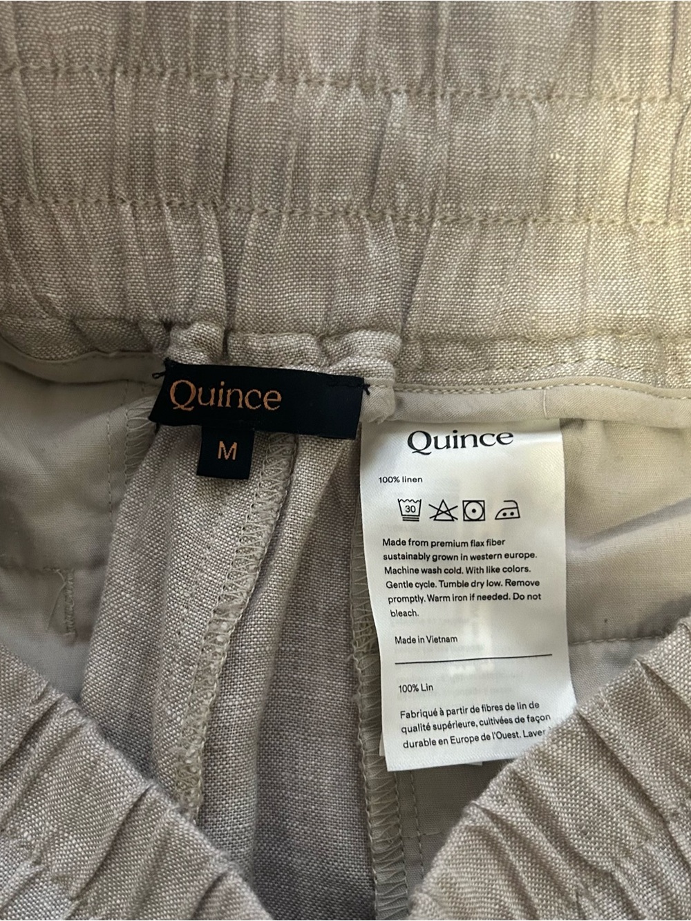 NWOT Quince 100% European Linen Wide Leg Pants in Beige (Flax) - Picture 5 of 6